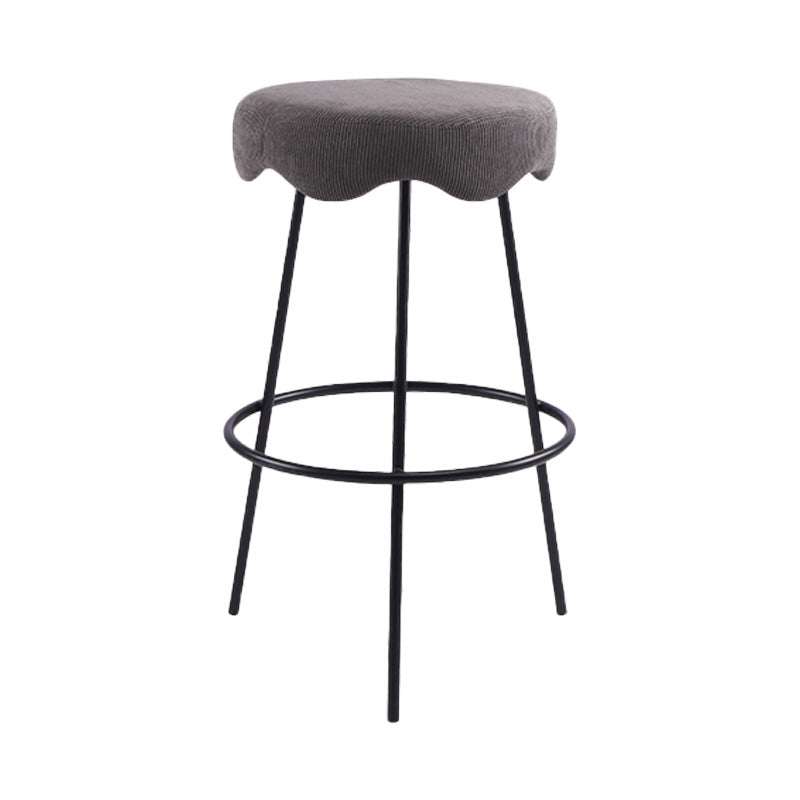 Contemporary Style Counter Stool Upholstered Bar-height Bar Stool with Metal Base