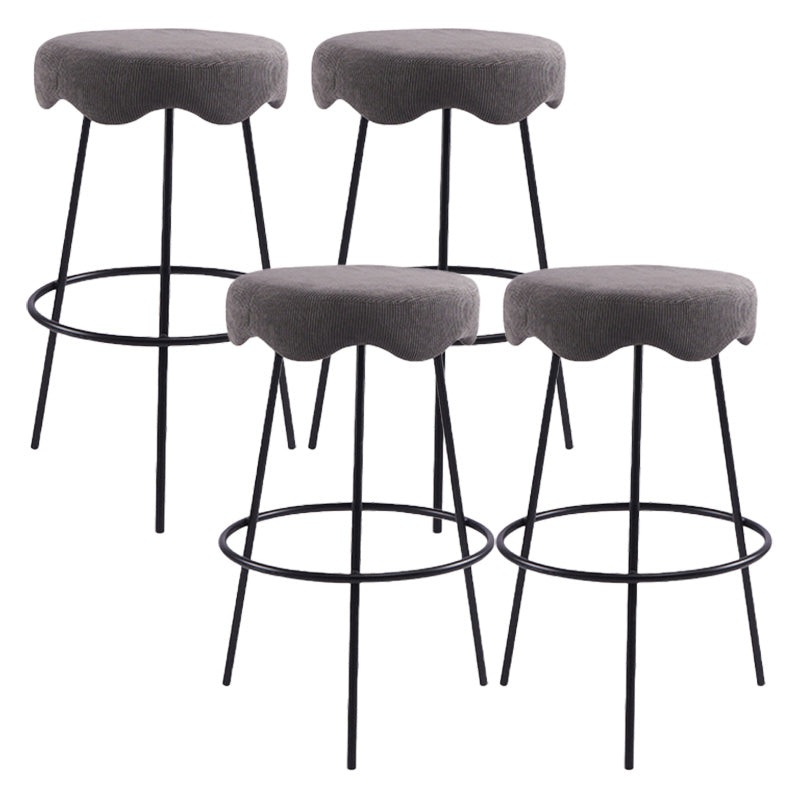 Contemporary Style Counter Stool Upholstered Bar-height Bar Stool with Metal Base
