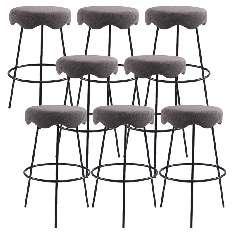 Contemporary Style Counter Stool Upholstered Bar-height Bar Stool with Metal Base
