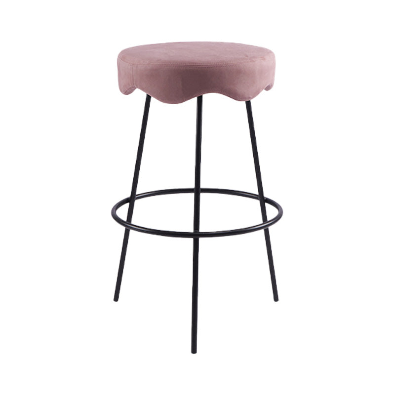 Contemporary Style Counter Stool Upholstered Bar-height Bar Stool with Metal Base