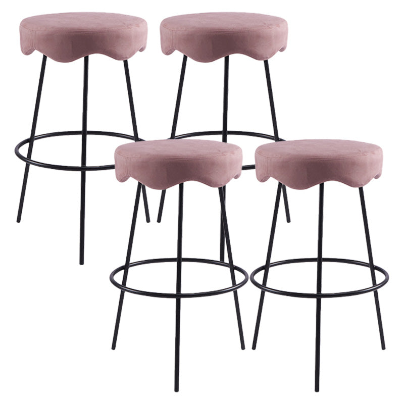 Contemporary Style Counter Stool Upholstered Bar-height Bar Stool with Metal Base