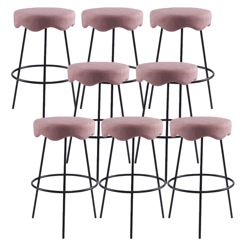 Contemporary Style Counter Stool Upholstered Bar-height Bar Stool with Metal Base