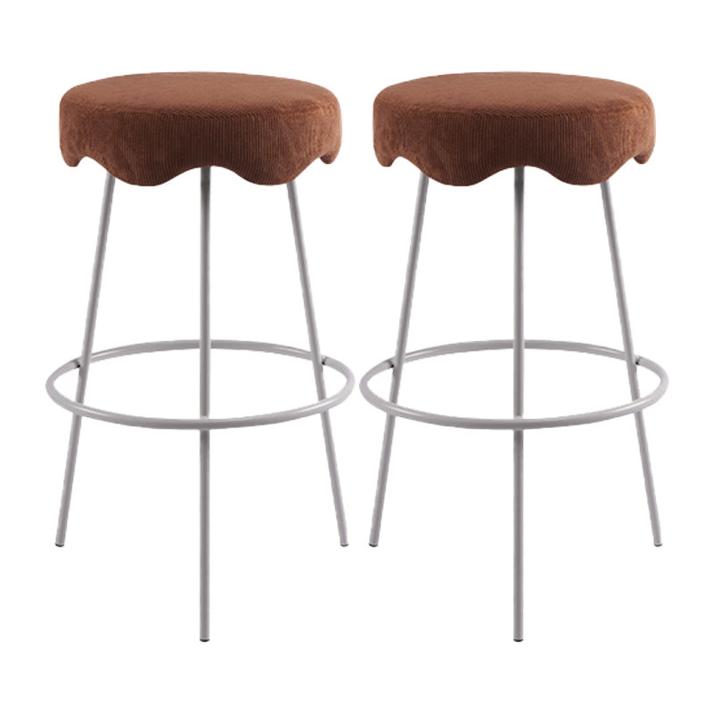 Contemporary Style Counter Stool Upholstered Bar-height Bar Stool with Metal Base