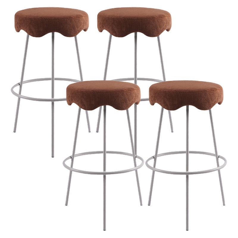 Contemporary Style Counter Stool Upholstered Bar-height Bar Stool with Metal Base