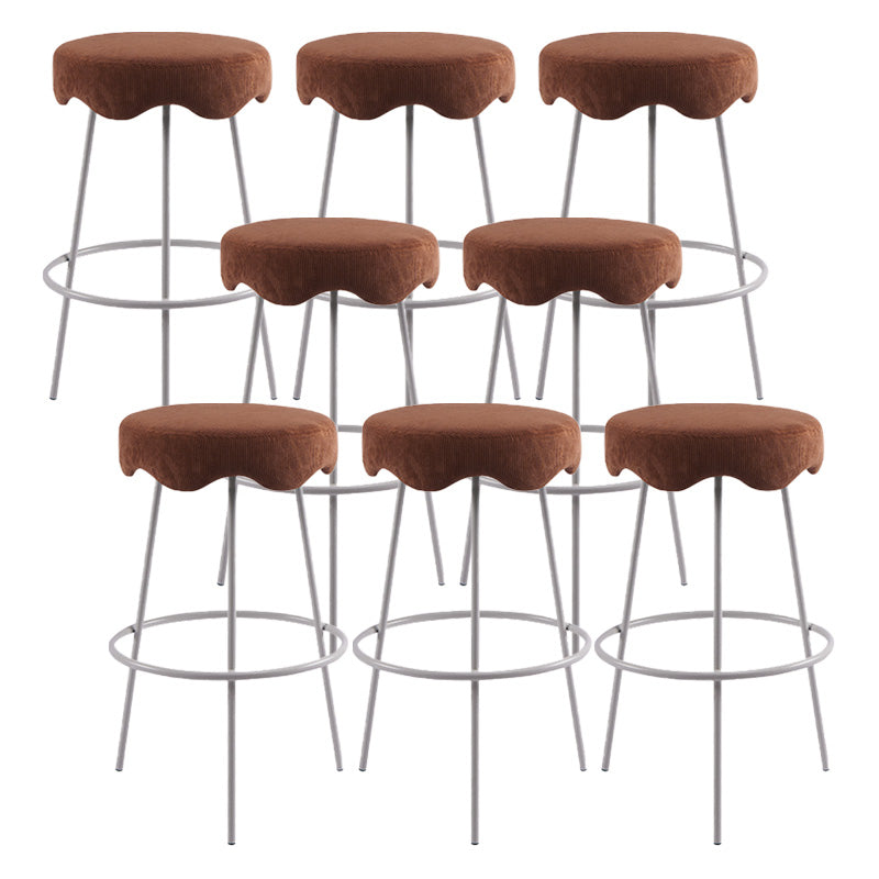 Contemporary Style Counter Stool Upholstered Bar-height Bar Stool with Metal Base