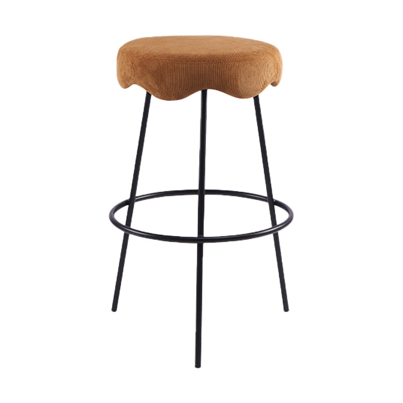 Contemporary Style Counter Stool Upholstered Bar-height Bar Stool with Metal Base