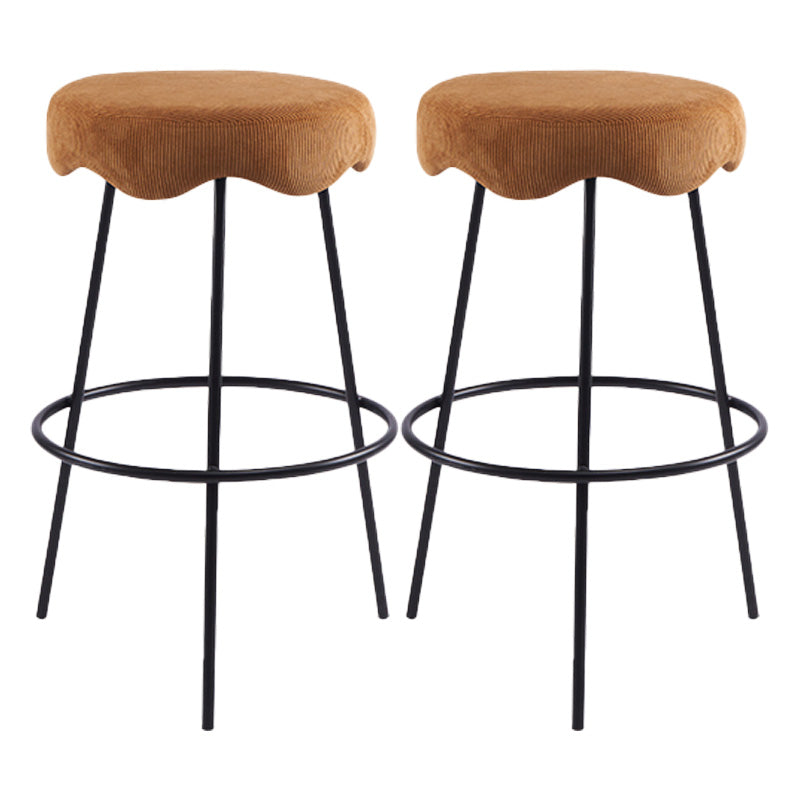 Contemporary Style Counter Stool Upholstered Bar-height Bar Stool with Metal Base