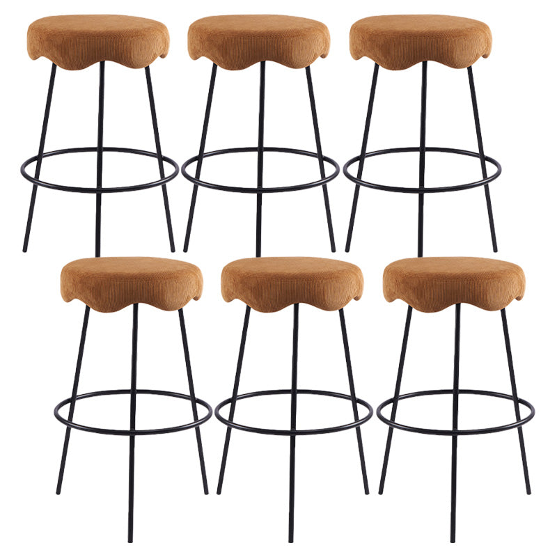 Contemporary Style Counter Stool Upholstered Bar-height Bar Stool with Metal Base