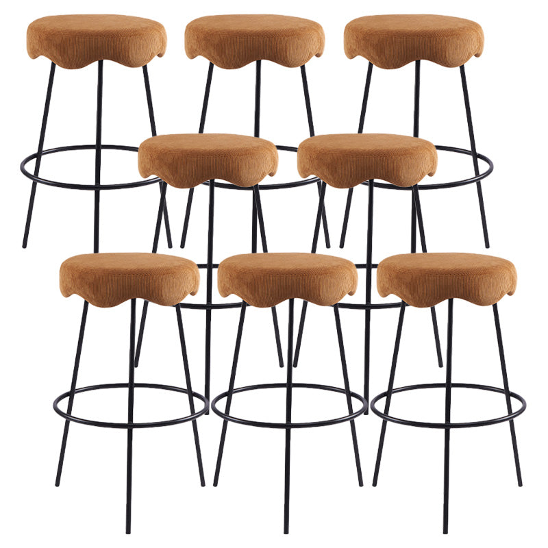 Contemporary Style Counter Stool Upholstered Bar-height Bar Stool with Metal Base