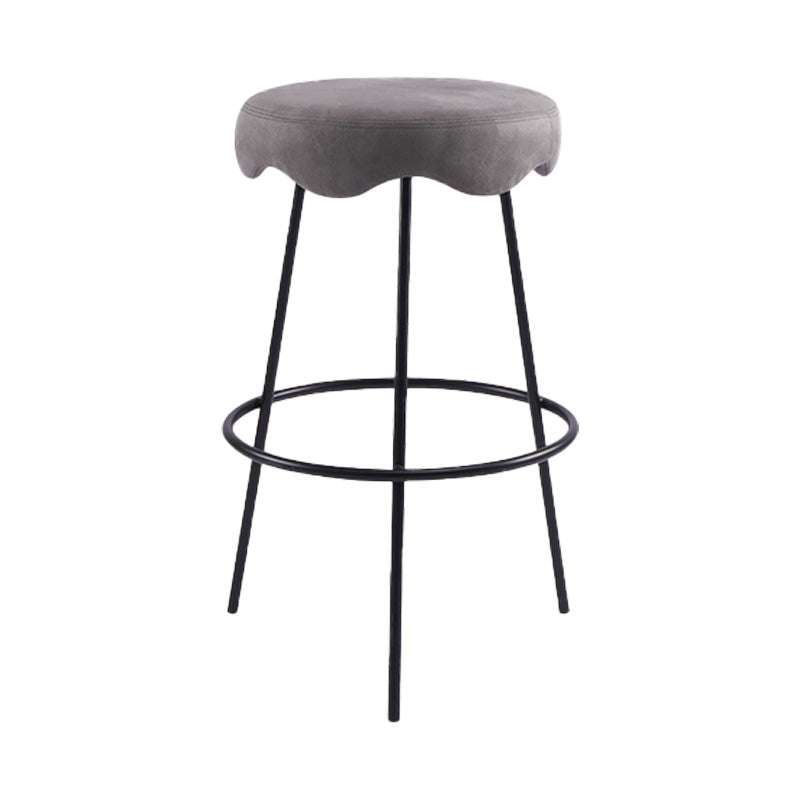 Contemporary Style Counter Stool Upholstered Bar-height Bar Stool with Metal Base