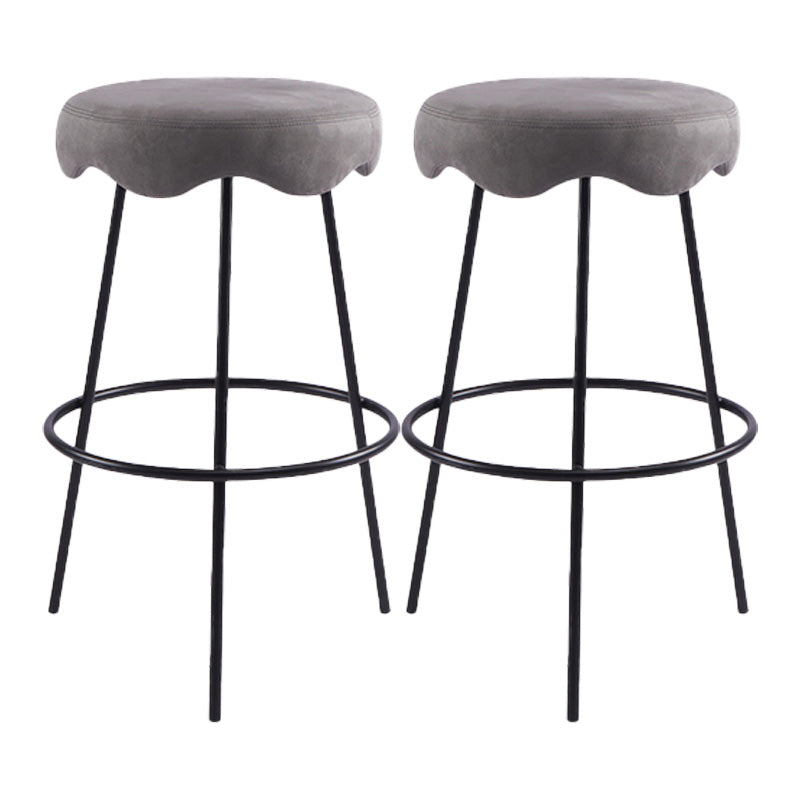 Contemporary Style Counter Stool Upholstered Bar-height Bar Stool with Metal Base