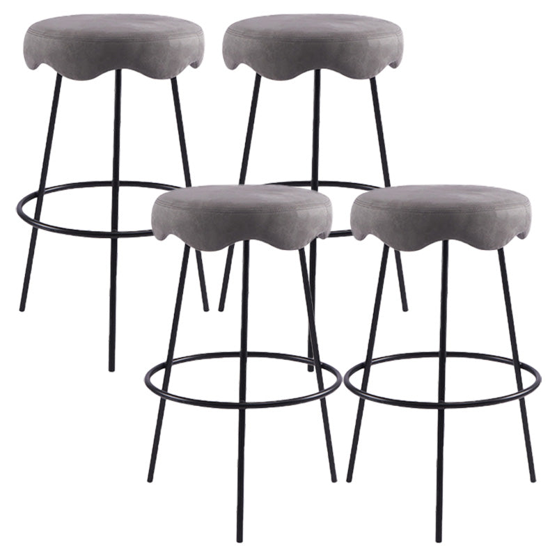 Contemporary Style Counter Stool Upholstered Bar-height Bar Stool with Metal Base