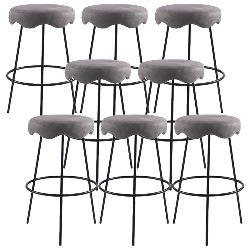 Contemporary Style Counter Stool Upholstered Bar-height Bar Stool with Metal Base
