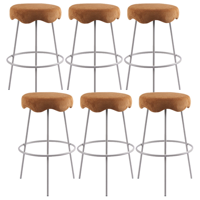 Contemporary Style Counter Stool Upholstered Bar-height Bar Stool with Metal Base