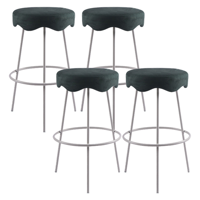 Contemporary Style Counter Stool Upholstered Bar-height Bar Stool with Metal Base