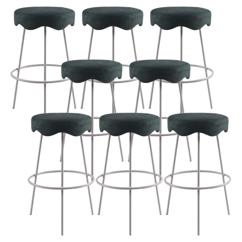 Contemporary Style Counter Stool Upholstered Bar-height Bar Stool with Metal Base