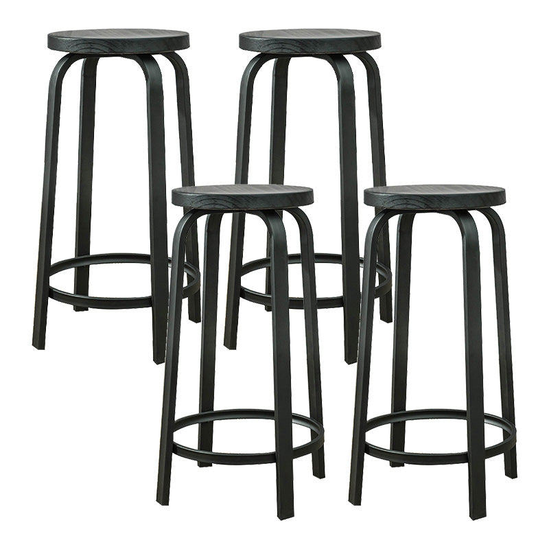 Industrial Metal Counter Height Stools Armless Bar Stool in Black