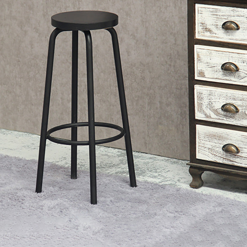 Industrial Metal Counter Height Stools Armless Bar Stool in Black
