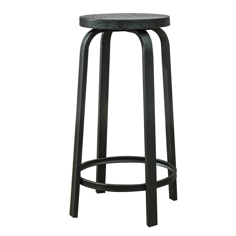 Industrial Metal Counter Height Stools Armless Bar Stool in Black
