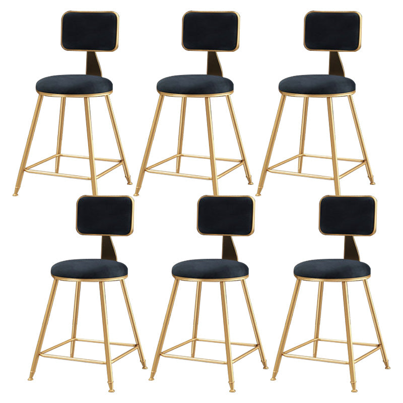 Glam Round Upholstered Counter Stool Low Back Stool with Gold Frame