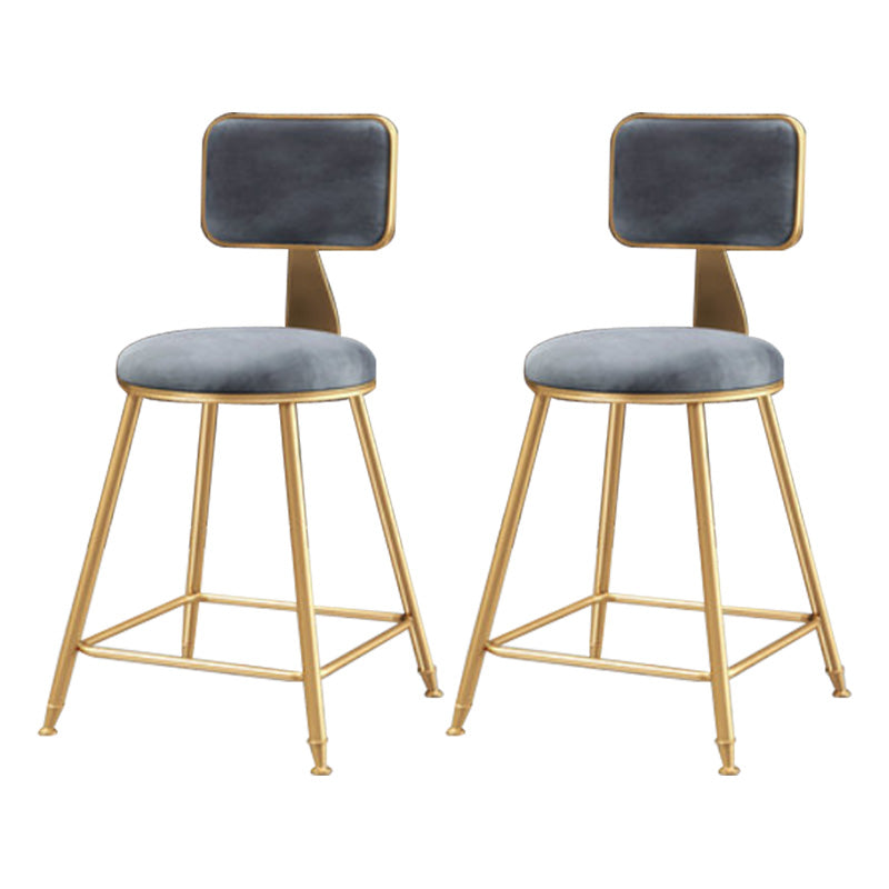 Glam Round Upholstered Counter Stool Low Back Stool with Gold Frame