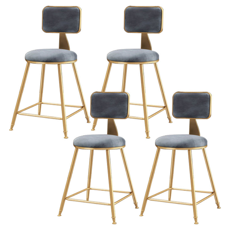 Glam Round Upholstered Counter Stool Low Back Stool with Gold Frame