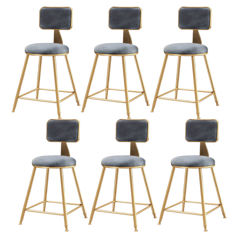 Glam Round Upholstered Counter Stool Low Back Stool with Gold Frame