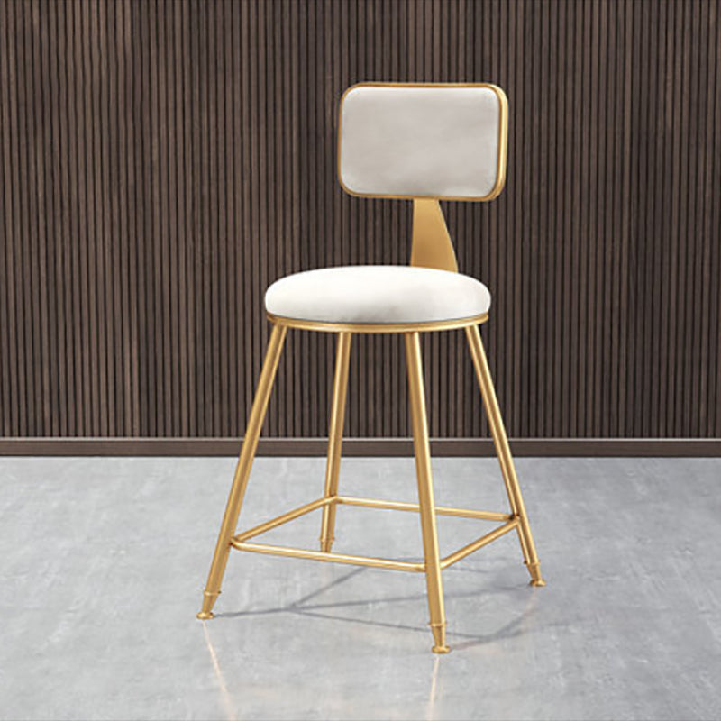 Glam Round Upholstered Counter Stool Low Back Stool with Gold Frame