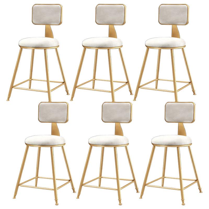 Glam Round Upholstered Counter Stool Low Back Stool with Gold Frame