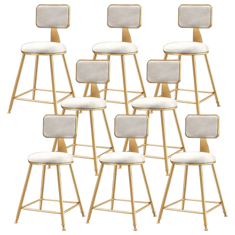 Glam Round Upholstered Counter Stool Low Back Stool with Gold Frame