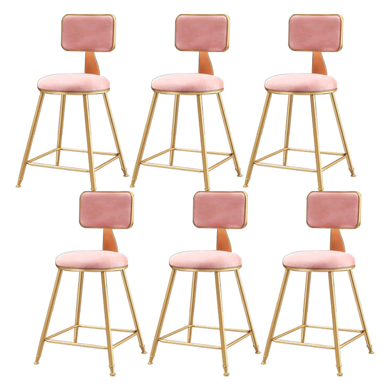 Glam Round Upholstered Counter Stool Low Back Stool with Gold Frame