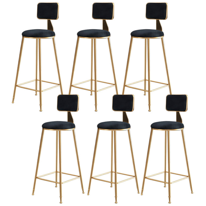 Glam Round Upholstered Counter Stool Low Back Stool with Gold Frame