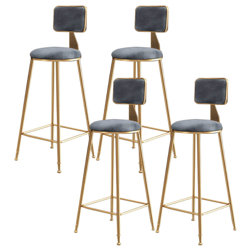 Glam Round Upholstered Counter Stool Low Back Stool with Gold Frame