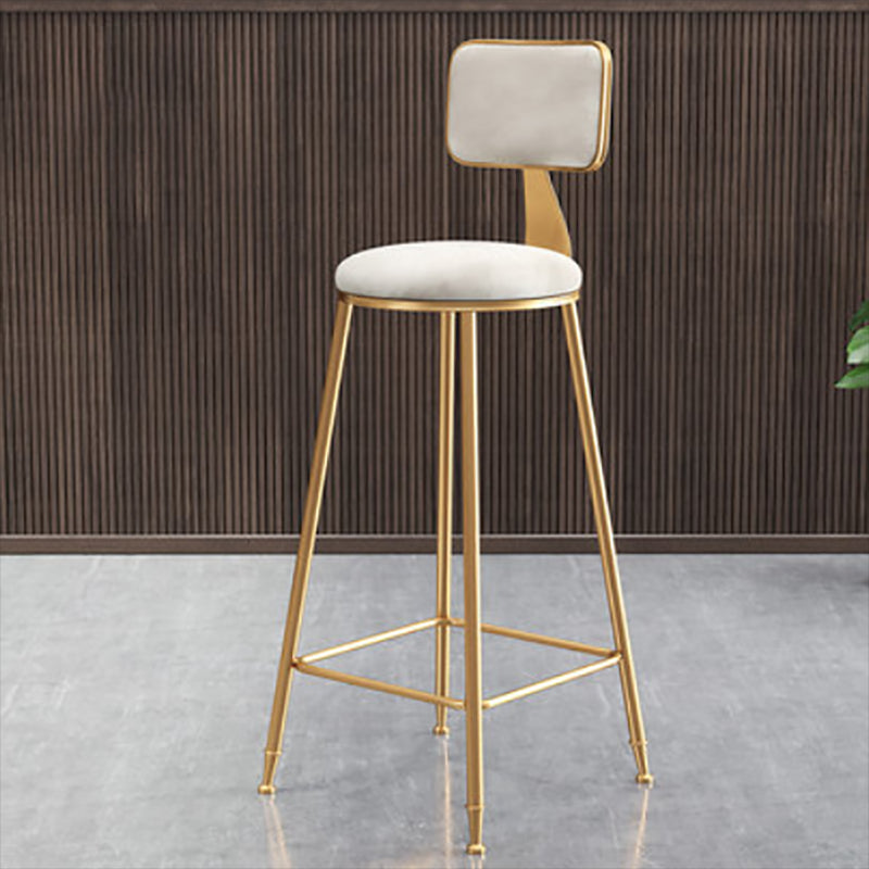 Glam Round Upholstered Counter Stool Low Back Stool with Gold Frame