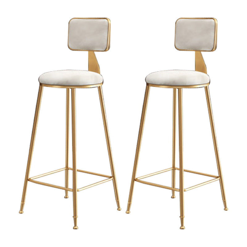 Glam Round Upholstered Counter Stool Low Back Stool with Gold Frame