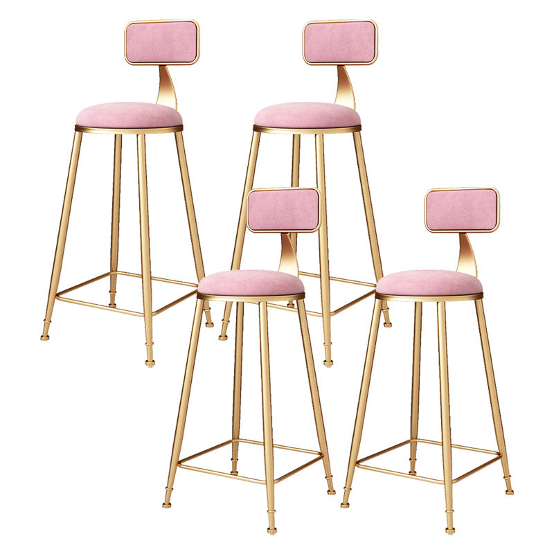 Glam Round Upholstered Counter Stool Low Back Stool with Gold Frame