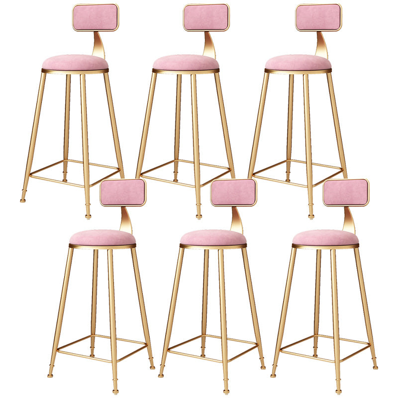 Glam Round Upholstered Counter Stool Low Back Stool with Gold Frame