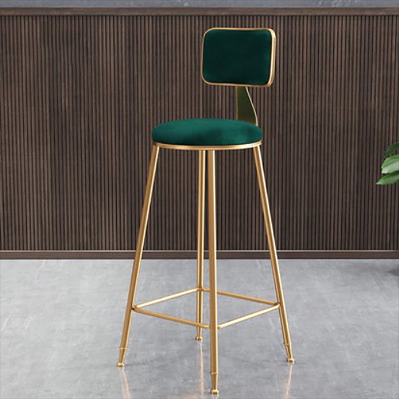 Glam Round Upholstered Counter Stool Low Back Stool with Gold Frame