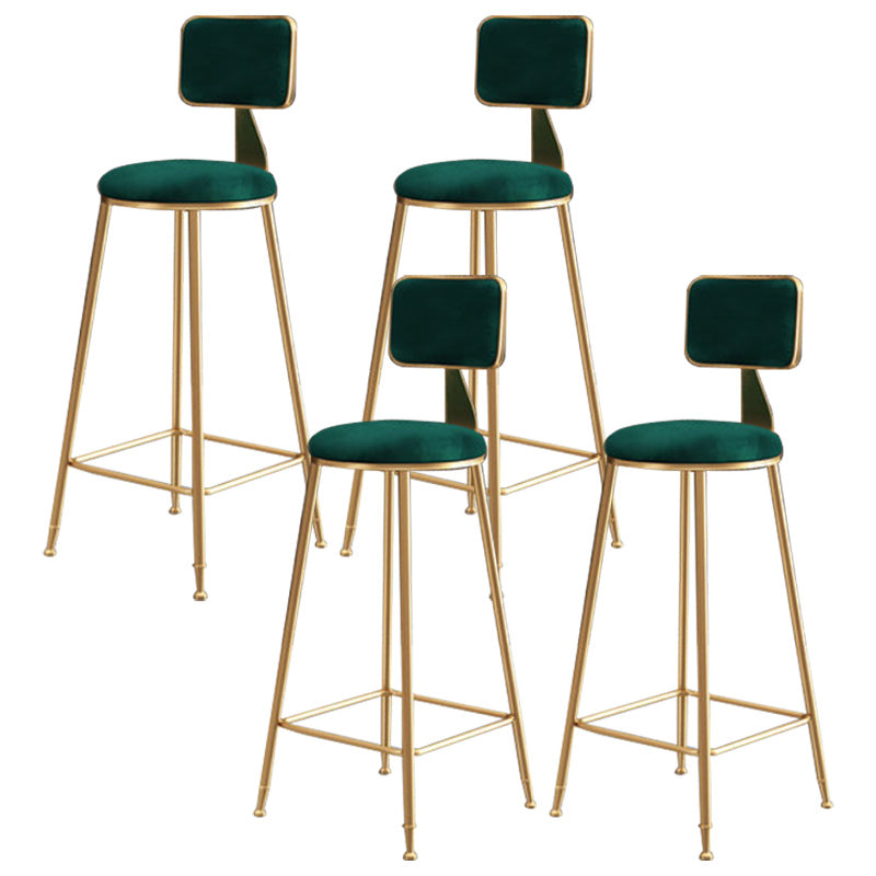 Glam Round Upholstered Counter Stool Low Back Stool with Gold Frame
