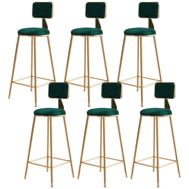 Glam Round Upholstered Counter Stool Low Back Stool with Gold Frame