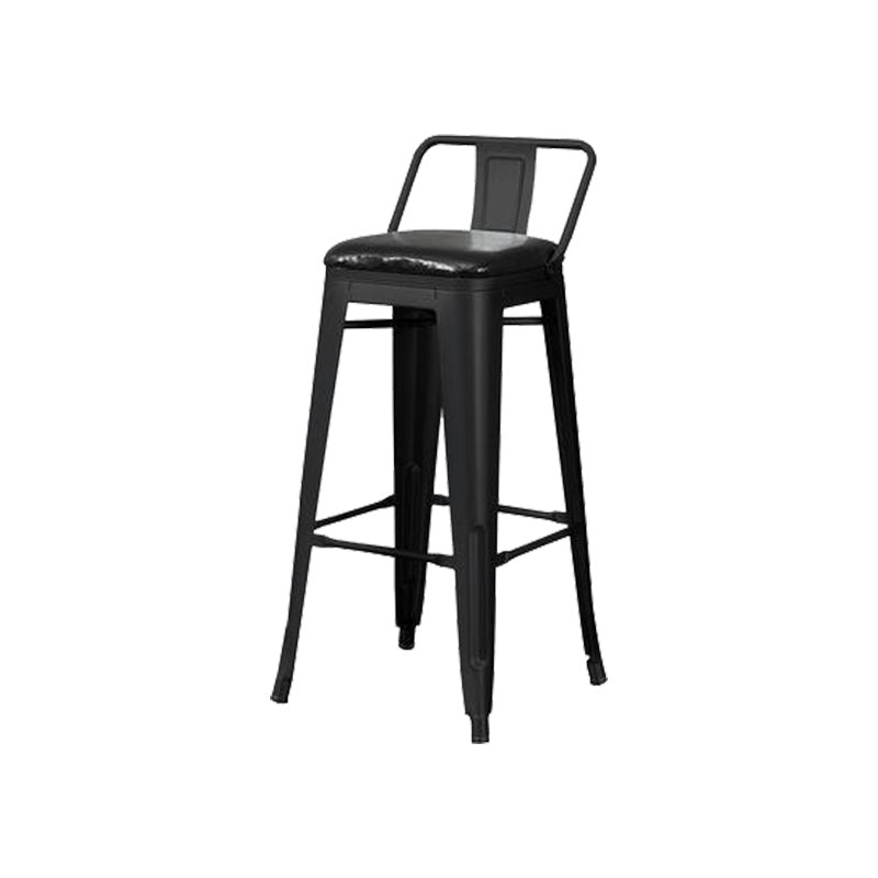 Contemporary Style Barstool Square Low Back Bar Stool with Metal Legs