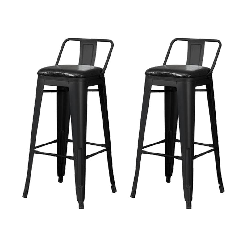Contemporary Style Barstool Square Low Back Bar Stool with Metal Legs