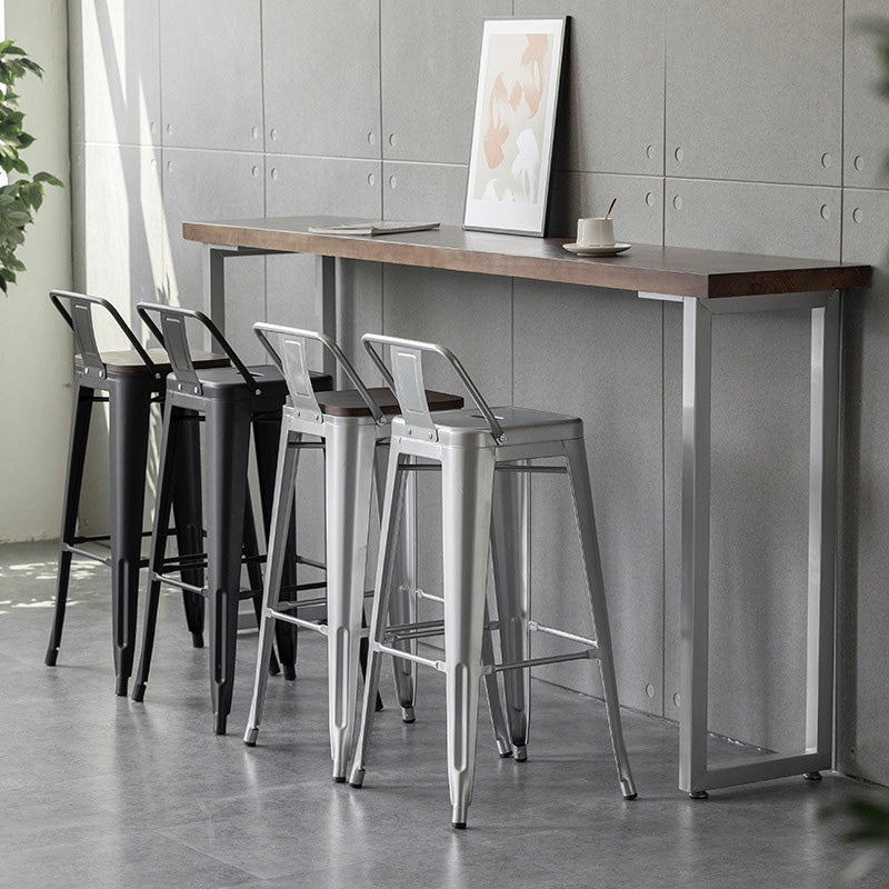 Contemporary Style Barstool Square Low Back Bar Stool with Metal Legs