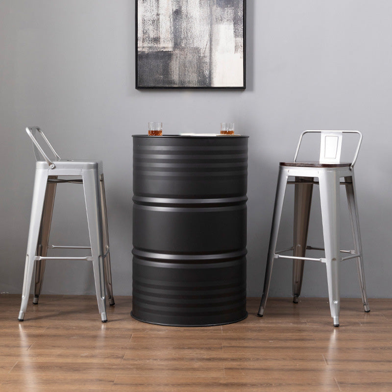 Contemporary Style Barstool Square Low Back Bar Stool with Metal Legs