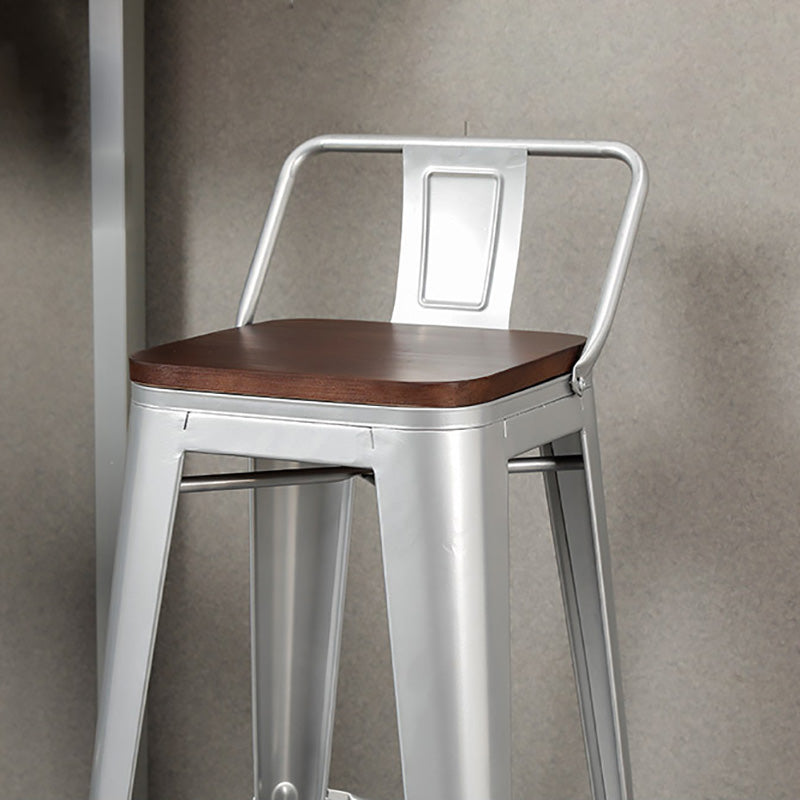 Contemporary Style Barstool Square Low Back Bar Stool with Metal Legs