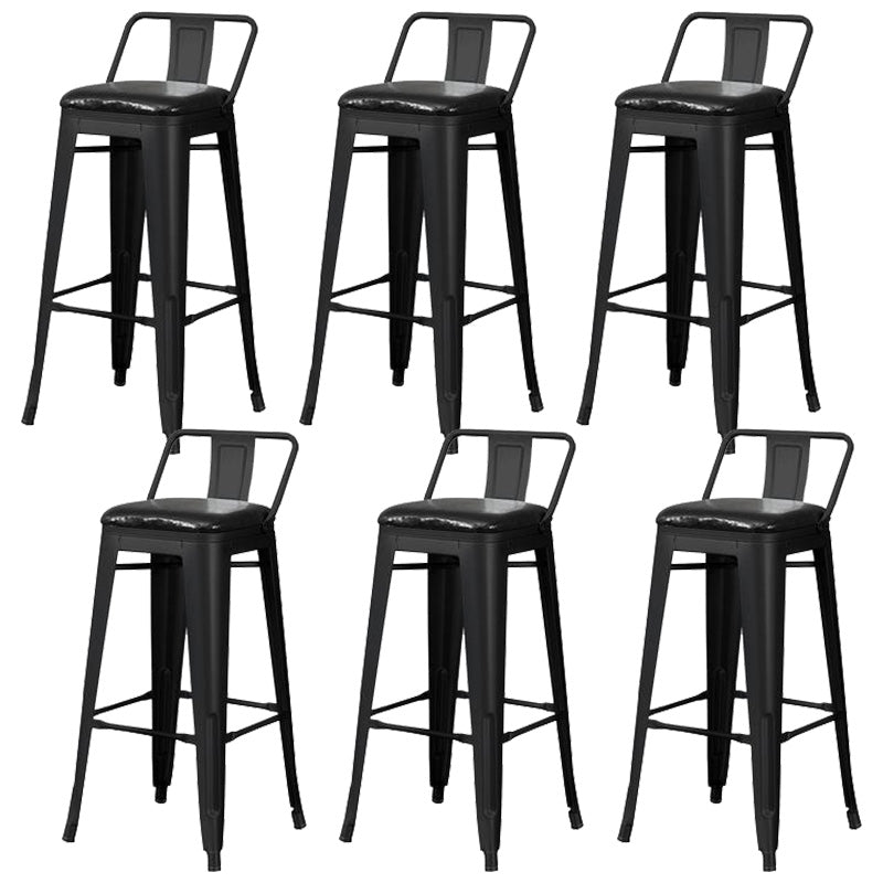 Contemporary Style Barstool Square Low Back Bar Stool with Metal Legs