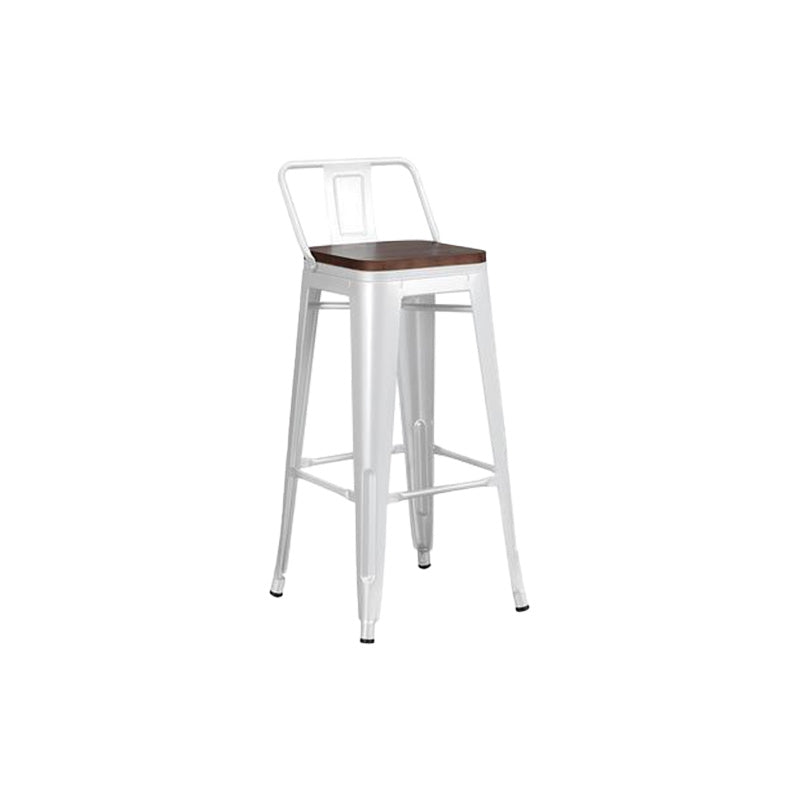 Contemporary Style Barstool Square Low Back Bar Stool with Metal Legs