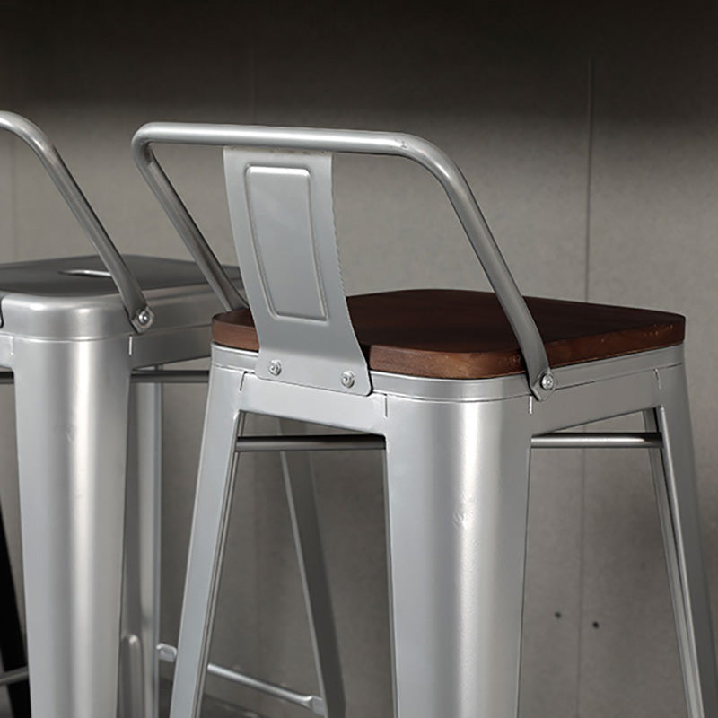 Contemporary Style Barstool Square Low Back Bar Stool with Metal Legs