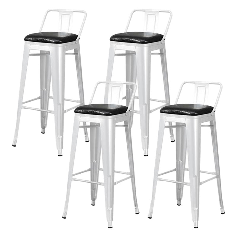 Contemporary Style Barstool Square Low Back Bar Stool with Metal Legs
