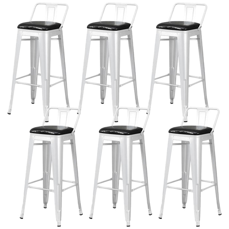 Contemporary Style Barstool Square Low Back Bar Stool with Metal Legs